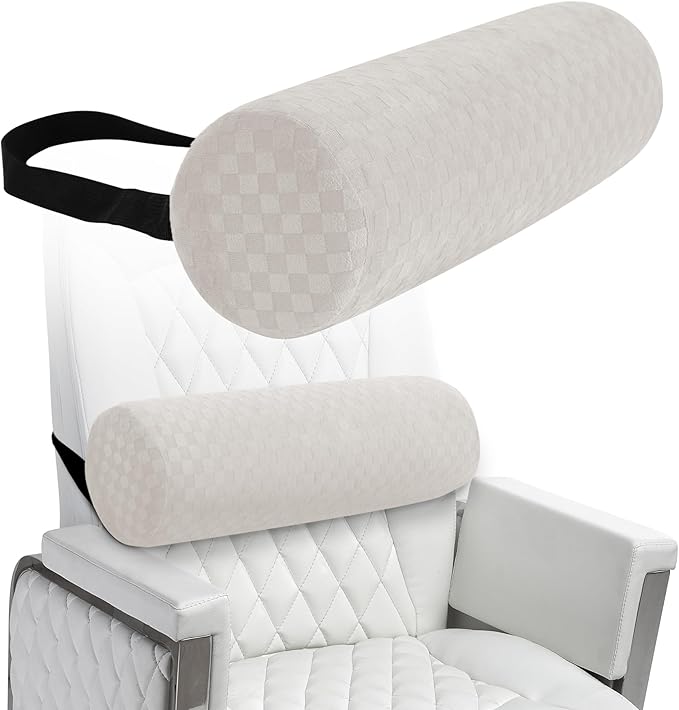 Lumbar Roll Pillow for Lower Back, Lumbar Support Foam Roll Cushion with Pillowcase and Upgraded Strap for Office, Chair, Car, Seat Pain Relief & Improving Posture (Cream, Long-15 * 4.3'')