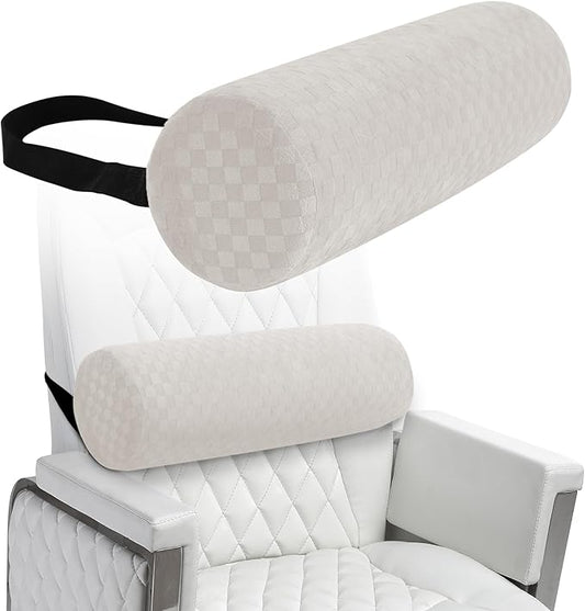 Lumbar Roll Pillow for Lower Back, Lumbar Support Foam Roll Cushion with Pillowcase and Upgraded Strap for Office, Chair, Car, Seat Pain Relief & Improving Posture (Cream, Long-15 * 4.3'')