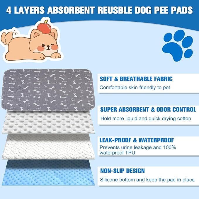 Puppy Pee Pads for Dogs,Upgraded Reusable Puppy Pads with Pheromones,Washable Pet Pads for Dogs & Cats,Durable Leak-Proof & Anti-Slip Pet Training Pads for Home & Travel (L:32" × 35")