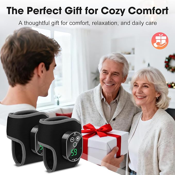 2-Pack Cordless Foot Massager for Neuropathy, Ankle Massager for Pain Relief, Feet Massager, HSA Eligible FSA, Ankle Heating Pad with Massage, 4 Heat Levels, 3 Massage, Black