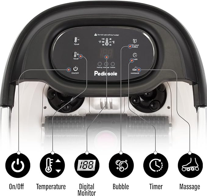 Luxury All in One Foot Spa - Motorized and Heated Massager - Enjoy The Same Foot Spa at Home Heat, Bubble Jets, Pedicure Stone, Motorized Massage Roller to Relieve Feet Stress
