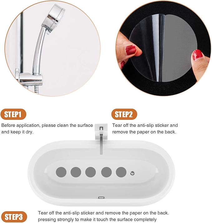 Secopad Original Bathtub Non-Slip Stickers for Tub & Shower Floor, Strong Anti-Slip Shower Stickers with Scraper Ideal for Families with Kids, Adults & Seniors, 24 PCS (Gray)