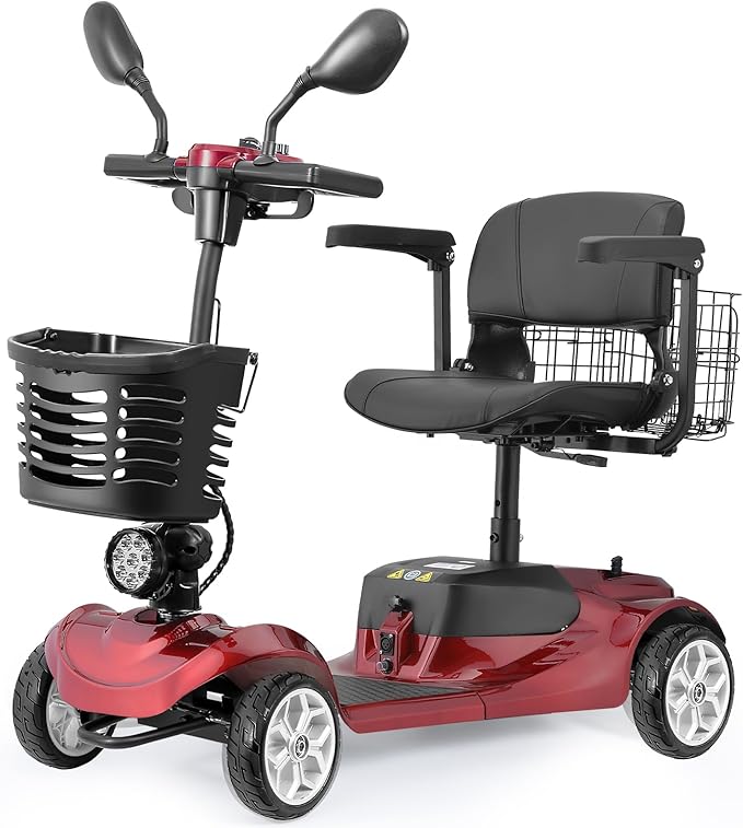 4 Wheel Electric Power Mobility Scooter for Adults, Electric Scooter for Seniors Folding Mobility Scooter -Max Speed 5 Mph,12.5 Miles Long Travel Range