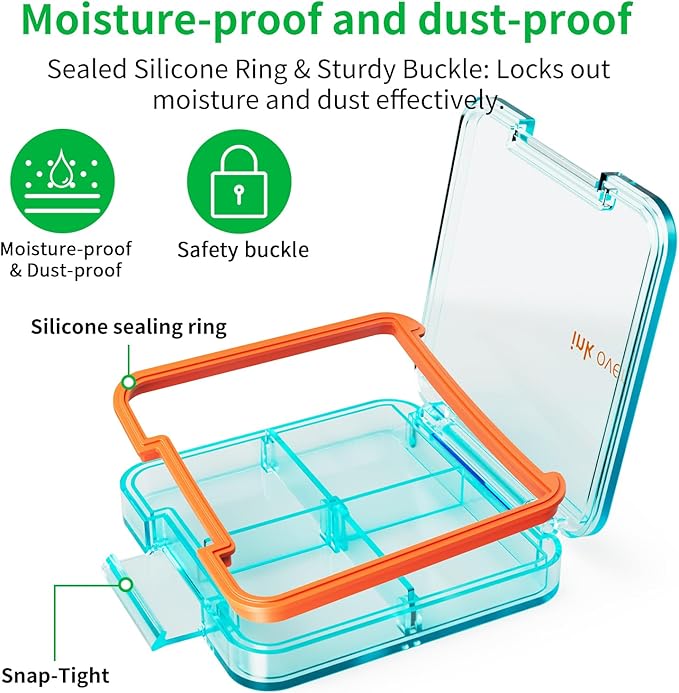 Small Pill Box, Travel Pill Organizer, Small Pill Case, Pill Container for Purse 4 Compartments, Daily Compact Travel Medicine Holder for Vitamins Medication (Blue)