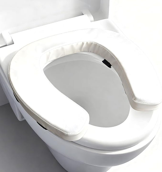 Soft Padded Toilet Seat Cushion with 2-Inch High-Density Foam, Waterproof PU Fabric, U-Shape Design, Secure Hook & Loop Tape (Beige)