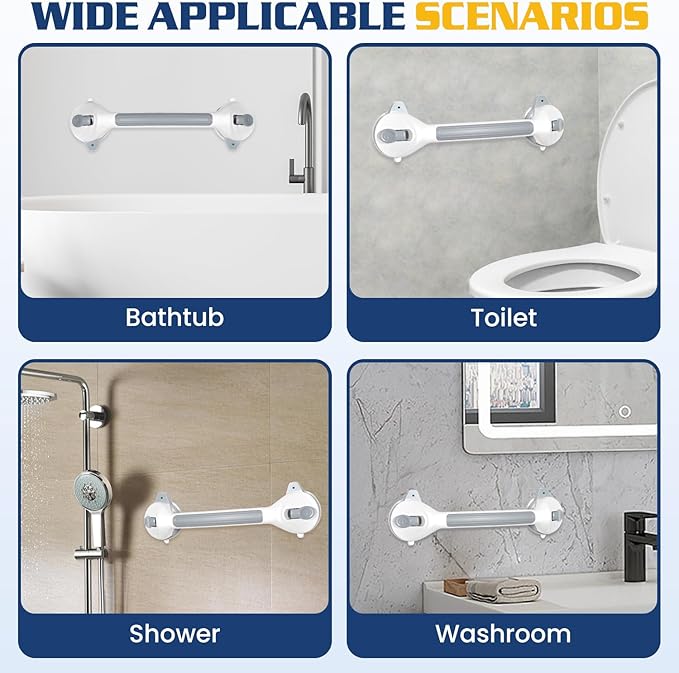 KVANT Grab Bars for Bathtubs and Showers, 16.5 Inch Grab Bars for Shower 2 Pack (Gray White)