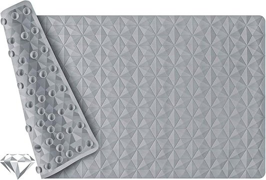 WRISIN Non Slip Bathtub Mat for Bath Tub Shower - Natural Rubber Mat with 241 Suction Cups - Soft Bathroom Safety Mat - Unique Diamond Pattern - Fatigue Relief - Machine Washable - 16 × 28 Inch