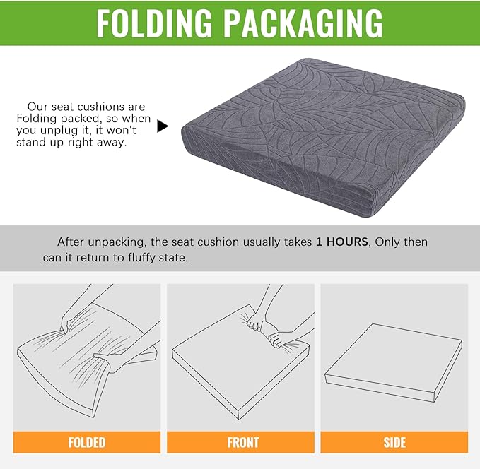 Recliner Cushions for Long Sitting Foam Seat Cushion Soft Tufted Layer for Elderly Seniors, Recliner Chair, Floor Pillow, Office Chair, Car, No Pressure on Thighs, 20X20X3 Inch - Dark Grey