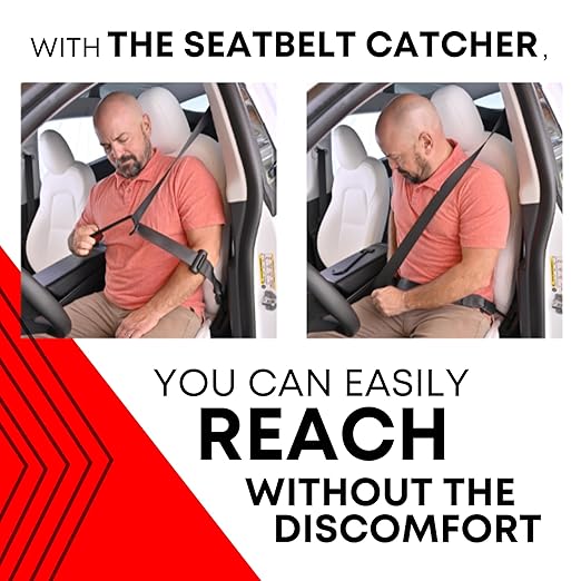 Seatbelt Catcher Seat Belt Aid Grabber - for Elderly & Disabled, Seatbelt Reacher Tool for Seniors with Back, Shoulder, or Elbow Injury, Easy Reach Mobility & Daily Living Aid, 2 Pack, Gray