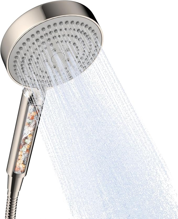 OFFO Filtered Shower Head with Hose, 20 Stage Shower Head with Filters for Hard Water with 60" Stainless Steel Hose, 6 Modes High Pressure Shower Head to Remove Chlorine, Brushed Nickel