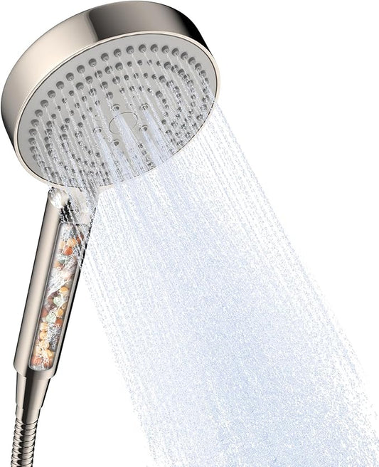OFFO Filtered Shower Head with Hose, 20 Stage Shower Head with Filters for Hard Water with 60" Stainless Steel Hose, 6 Modes High Pressure Shower Head to Remove Chlorine, Brushed Nickel