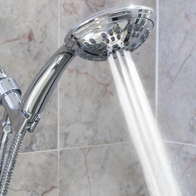 Aqua Elegante 6 Function Luxury Handheld Shower Head - Adjustable Pressure Rainfall Spray With Removable Nozzle For The Bathroom, Chrome & California Certified