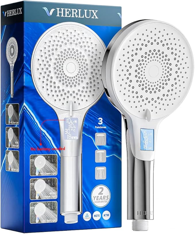 High Pressure Shower Head- 3-mode Handheld ShowerHead- Removable & Adjustable Overhead Spray, Detachable Showerhead Set (Shower Head, Chrome)