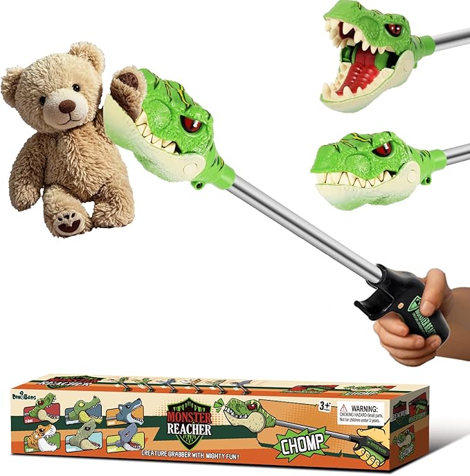 DINOBROS Dinosaur Pincher Toys for Age 3 and up Jurassic Dinosaurs T-Rex Grabber Toy Claw Robot Hand Snapper Dino Chomper Monster Reacher