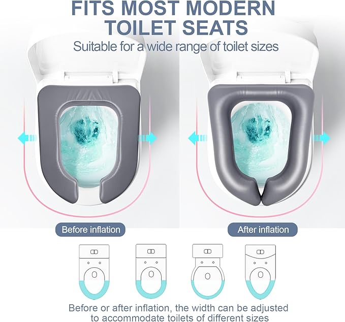 Nevife Raised Toilet Seat Cushion-Inflatable & High-Density Foam Toilet Seat Riser for Elderly,Seniors,Pregnant & Post-Surgery,Portable Commode Booster ，Easy to Clean. 220lb (14.9" x 13.46" x 2.95")
