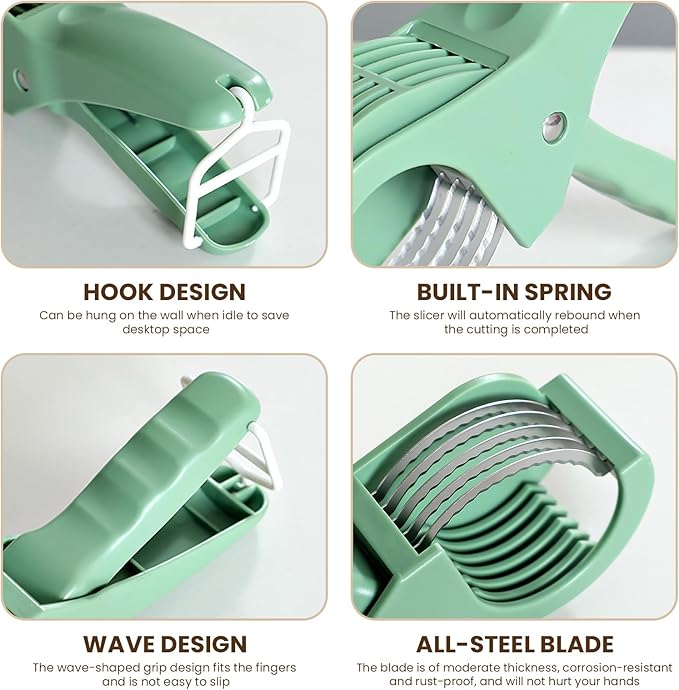 Banana Slicer, Efficient and Safe Banana Cutter for Even Slices, Multifunctional Hot Dog Cutter Slicer for Cucumber Fruit Salad (2, Green)