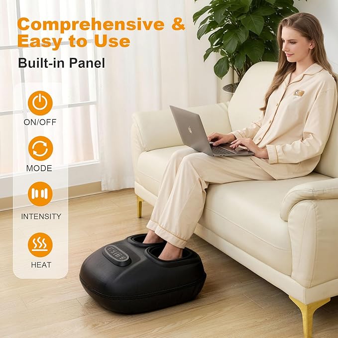 LINGTENG Foot Massager, Heated Foot Massager, Foot Massage with 3 Modes, 3 Intensity Levels, 15-Min Timer, Birthday Gifts for Women Men, Mothers Day Gifts, Size up to 13"