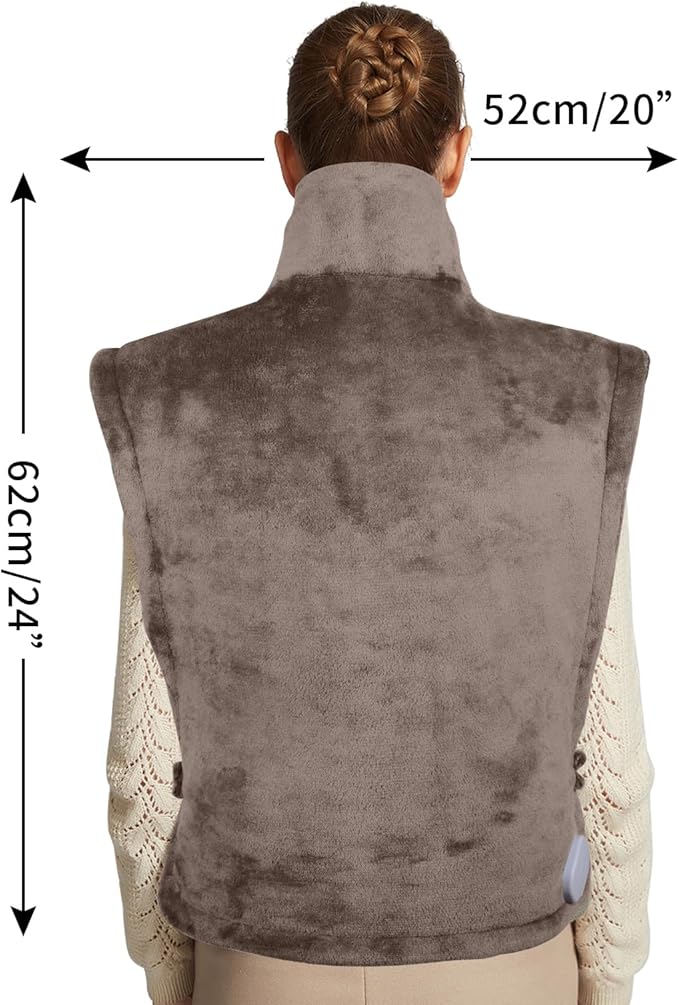 Ambershine 26"x35" XXXL King Size Neck& Shoulder& Back Heating Pad with 12 Temperature Settings& 4 Auto-Off Countdown Timers, Pain Relief for Back/Neck/Shoulder, Christmas gift for mom dad(Light Tan)