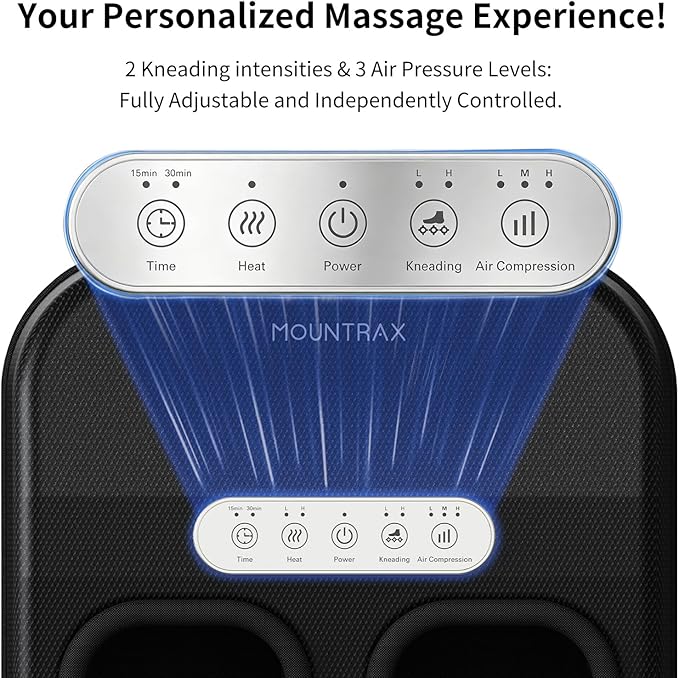 MOUNTRAX Foot Massager with Heat for Neuropathy, 2026 Upgraded, Deep Kneading Shiatsu Foot Massager for Plantar Fasciitis, Fits Up to Men Size 13, Gifts for Women Men Mom Dad Seniors