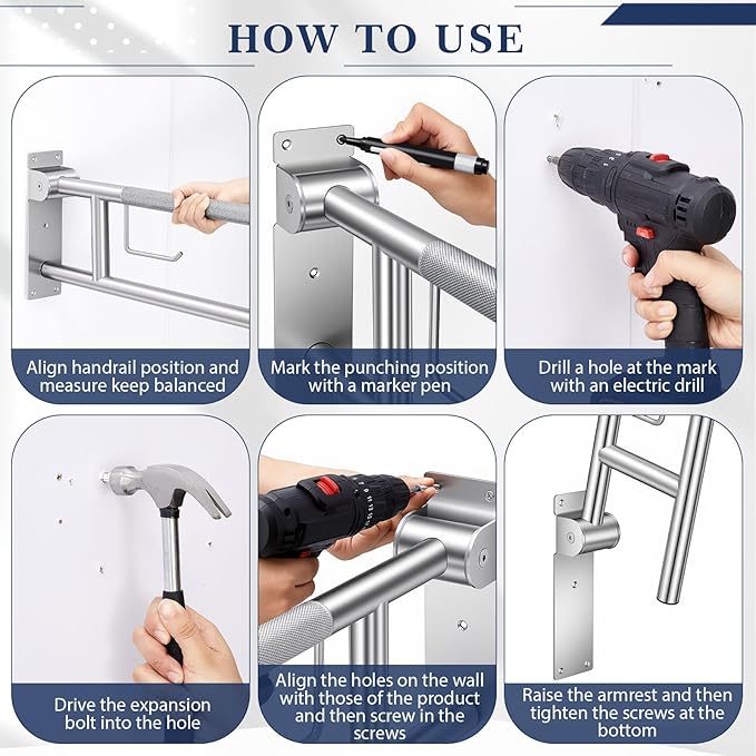 Zonon 2 Pack Flip Up Toilet Safety Rails, Anti Slip Extra Long Handicap Grab Bar with Paper Holder, Heavy Duty Bathroom Support Rail for Elderly Disabled Pregnant (Stainless Steel,30.3 Inch,Classic)