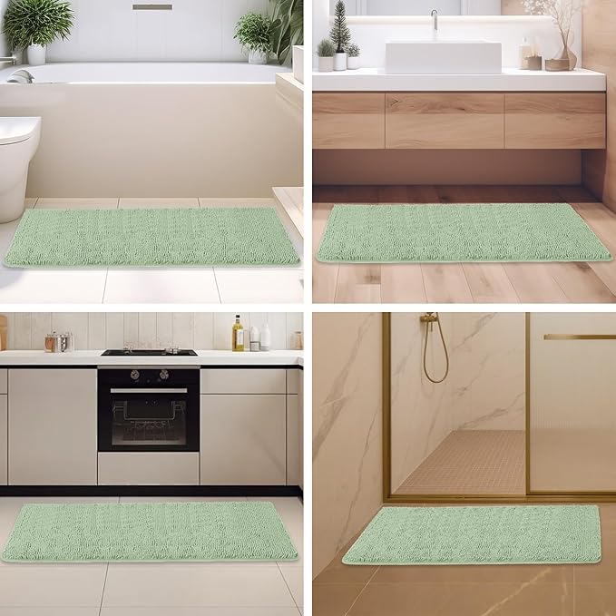 Sea Foam Bathroom Rugs – Absorbent and Washable Bath Mat, Non-Slip, Thick Soft Chenille Bath Rugs for Bathroom Floor, Shower, Sink - 26" x 44"