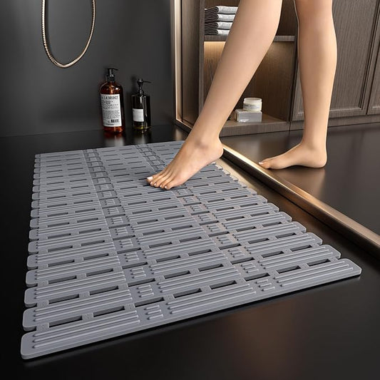 XIYUNTE Shower Mat Non Slip Bath Mat for Tub - 27 X 16 Inch TPE Bathtub Mat Non Slip Shower Mats for Inside Shower, Bath Tub Mat with Powerful Suction Cup, Easy to Cut and Dry, Ink Gray