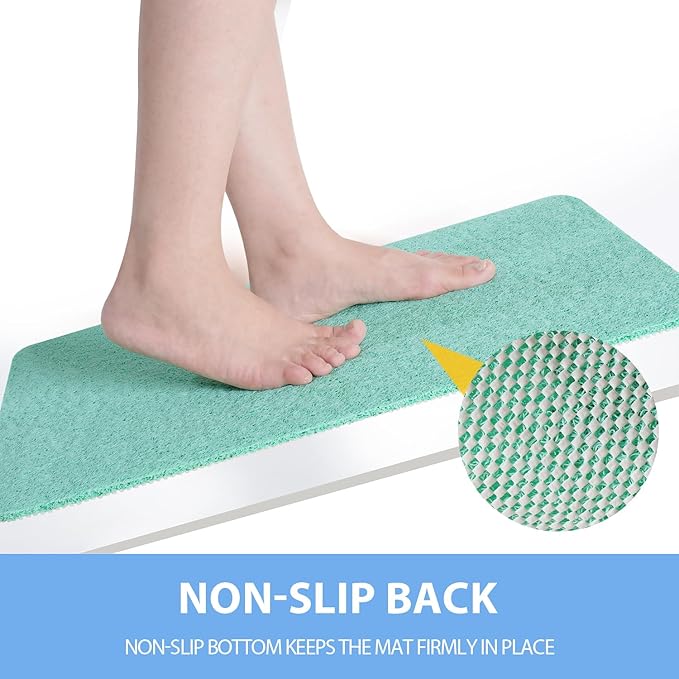 Hargiis Non-Slip Bathtub Mat, 2 Pack Anti Slip Shower Mat, Fast Drying Bathtub Mats, Foot Scrubber Mat, Anti Slip Mat for Tub, Floor, Bathroom, Kitchen, Home, Hotel (Light Green 24"×16"+24"×16")