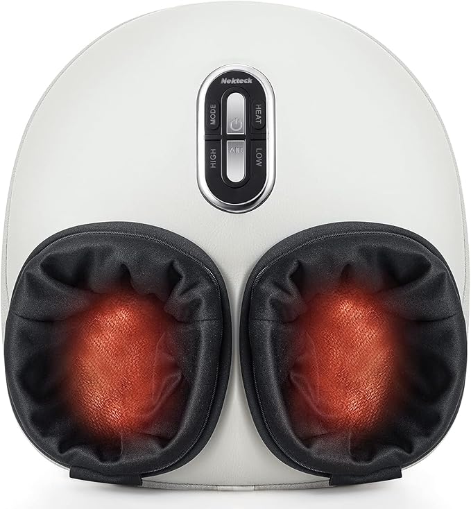 Nekteck Shiatsu Foot Massager with Heat for Neuropathy Plantar Fasciitis, 2026 Upgraded Air Compression Feet Massage Machine, Relaxation Gifts for Men Women Mom Dad Birthday Mother's Day, US 11 Size