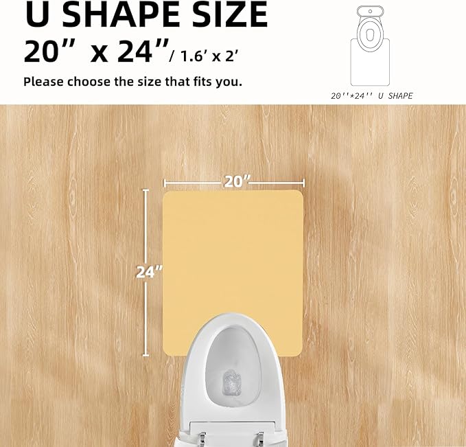 TYUU Toilet Rug, Thin Toilet Rugs U Shaped Washable Non Slip Absorbent Quick Dry Low Pile Toilet Mat, 20"x24" U Shape Light Yellow