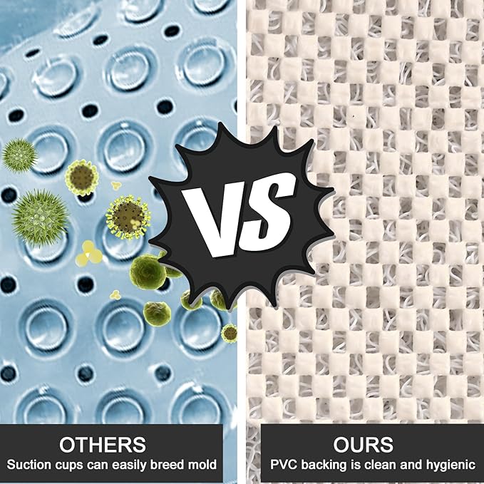 Shower Mat Non Slip, Round Shower Mat for Inside Shower, Non Slip Bathtub Mat, Fast Drying Bath Tub Mats, Loofah Mat for Shower Bathroom, Quick Drying, Resistant (White, 24 x 24 Inch)