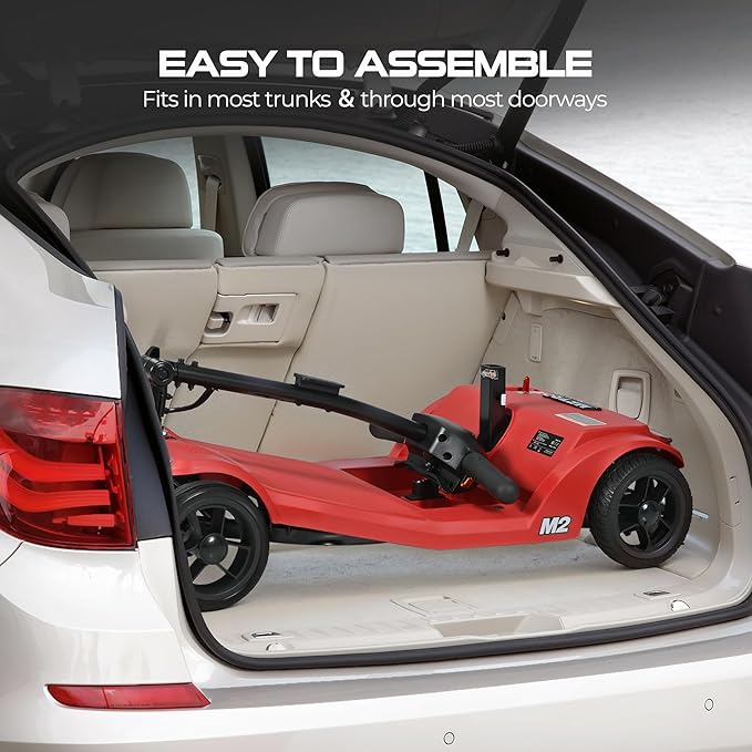 Metro Mobility 4 Wheel Powered Mobility Scooters, 330 lbs Capacity Mobility Scooters for Adults, Folding Mobility Scooter Lightweight, Electric Scooters for Seniors 20 Miles Range LED Light Red