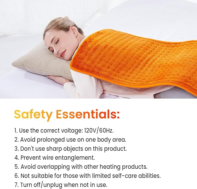 WOOMER Extra Large Heating Pad, 17"x33" XL Heating Pad, Heat Pad with Multi-Color Option, Moist Heat Therapy Feature, Auto Shut-Off, Power Cords Storage Belt