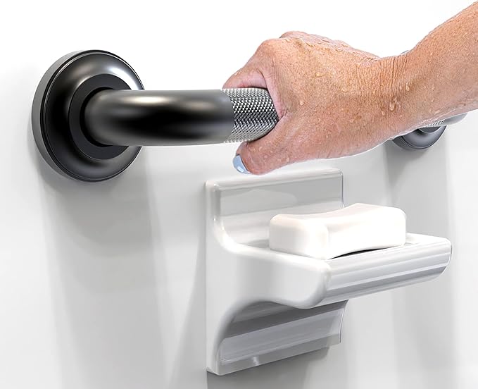 1-1/4" Knurled Grab Bar, ADA Compliant Bath Safety Shower Handrail, Bathroom Mobility Aid Handle for Seniors and Disabled, Heavy Duty 500lbs Support