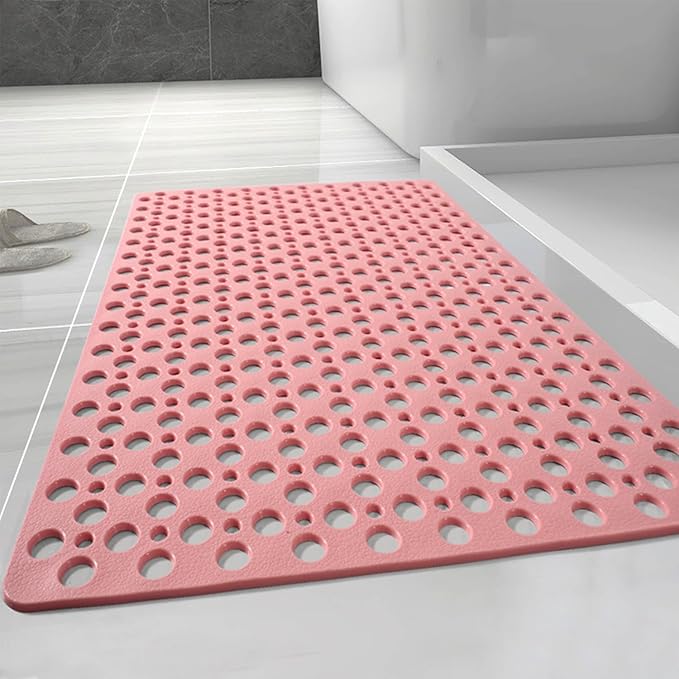 Casa and Beyond Shower Mat, Secure Shower Mats Easy to Clean, Showers Mat with Suction Cup, Washable Non-Slip Bathtub Mats for Inside Showers (Pink,27.6 * 15 in)