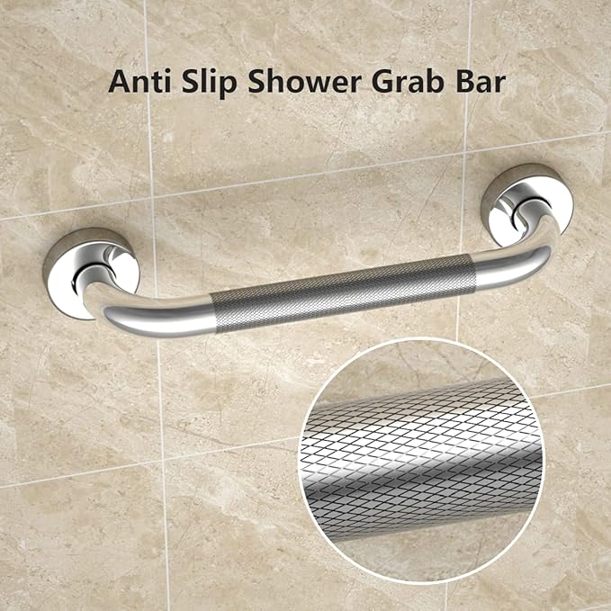 16 Inch Shower Grab Bars for Bathtubs,2 Pack Stainless Steel Bath Grab Bar, Knurled Bathroom Safety Rail, Shower Handrail Support, Handicap Elderly Senior Balance Assist Handles
