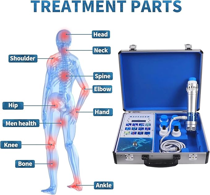 Electric Shockwave Therapy Machine, Shock Wave Therapy Device Body Massager Joint Pain Relief Focused Shockwave Machine Non-Invasive Therapy for Back Golf Elbow Plantar Fasciitis Body Relaxion