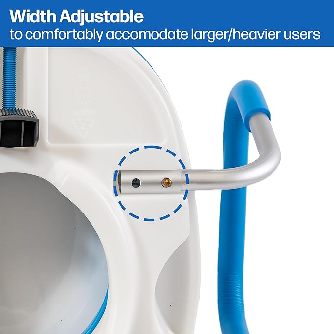Platinum Health Soft-TOP 2.0 Deluxe Padded Raised Toilet Seat. Soft, Warm. Elevated Riser for Elongated/Round Toilets. Width Adjustable. Adds 5 Inches in Height for Safe Toileting. (with armrests)