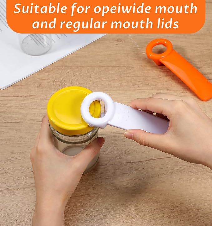 Jar Key, 2Pcs Jar Key Lid Opener for Seniors, Women, Men, Opening Jars Lid (Orange & White)