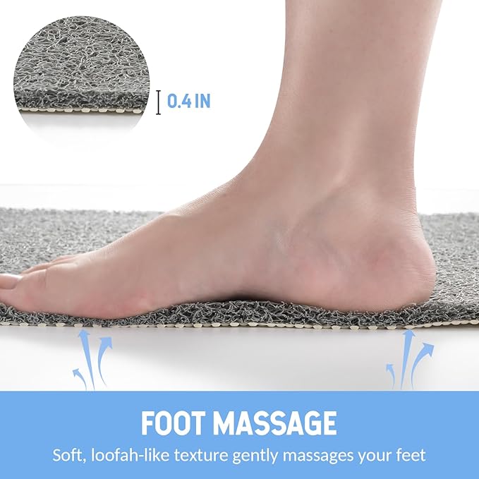 Hargiis Non-Slip Bathtub Mat, 2 Pack Anti Slip Shower Mat, Fast Drying Bathtub Mats, Foot Scrubber Mat, Anti Slip Mat for Tub, Floor, Bathroom, Kitchen, Home, Hotel (Grey 24"×16"+24"×16")