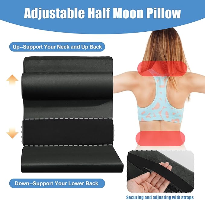HOMBYS 5-in-1 Recliner Seat Cushion for Elderly+Lumbar Support Pillow + Leg Pad, with Adjustable Half Moon Neck Pillow & Footrest, Foam Filling with Velvet Fabric, Thick & Non-Slip, Black