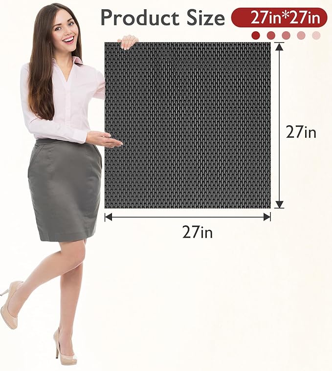 Extra Large Non-Slip Shower Mat, Fast-Dry PVC Bath Stall & Tub Mat, Drain-Hole Design,for Shower Stall Tub for Elderly/Kids，Non Slip Bathroom Safety Accessory，Black 27"x27"