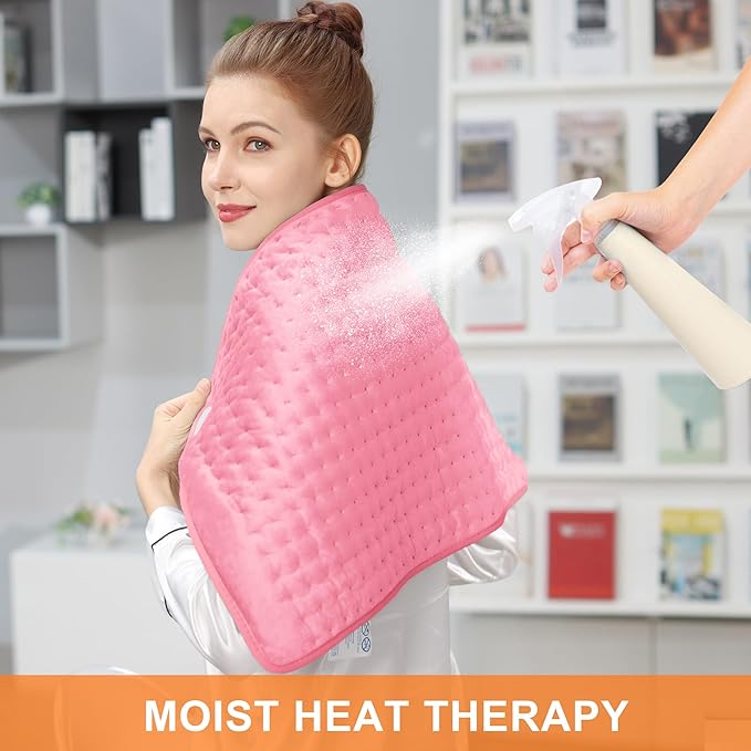 Deepsoon Heating Pad,Electric Heating Pads for Back,Neck,Moist Heating Pad for Abdomen Shoulder Knee Legs,Dry/Moist Heat&Auto Shut Off,Mother's Day Birthday for Men and Women,BabyPink,40x20 Inch