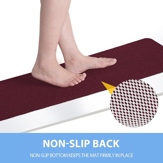 Hargiis Non-Slip Bathtub Mat, Anti Slip Shower Mat, Fast Drying Bathtub Mats, Foot Scrubber Mat, Anti Slip Mat for Tub, Floor, Bathroom, Kitchen, Home, Hotel (Wine Red 32"×17")
