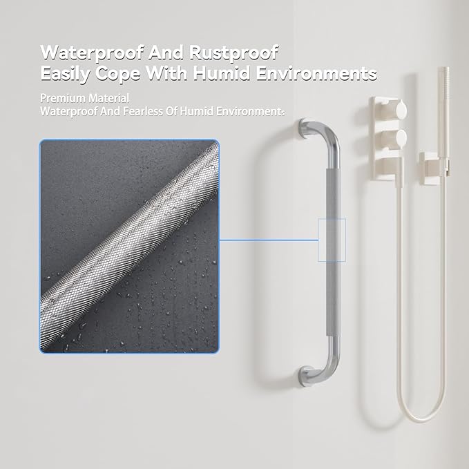 24 Inch Shower Grab Bar, Bathroom Grab Bar Handle with Anti-Slip Knurled Grip, Stainless Steel Bath Balance Bar, Bath Safety Bar Support for Seniors Elderly, Shower Hand Rails Brushed Nickel -1 Pack