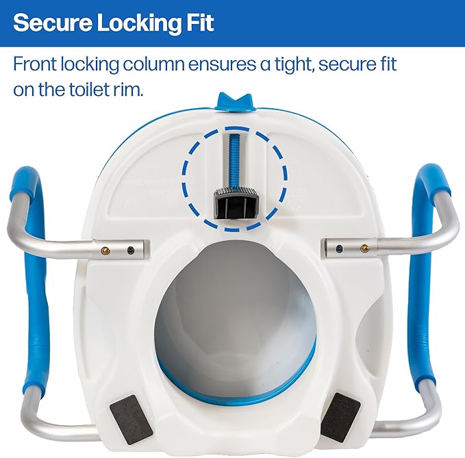 Platinum Health Soft-TOP 2.0 Deluxe Padded Raised Toilet Seat. Soft, Warm. Elevated Riser for Elongated/Round Toilets. Width Adjustable. Adds 5 Inches in Height for Safe Toileting. (with armrests)