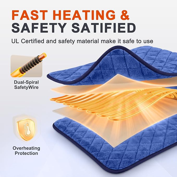Heating Pad for Back Pain & Period Cramps - King Size 35" x 20" Electric Heating Pad, Adjustable Temperature Settings with Timer and Auto Shut-Off, Machine Washable, Soft Velvet, Gifts for Women & Men