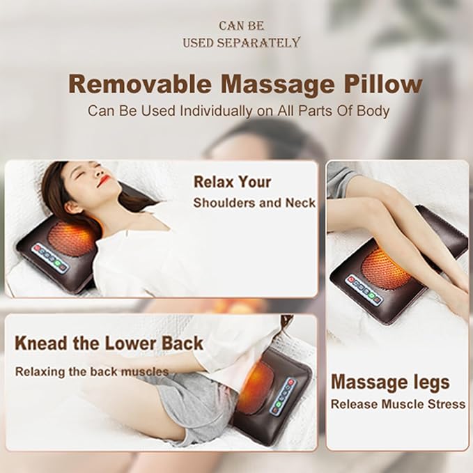 Vibration Massage Mat,Full Body Vibrating Heating Massage Pad,10 Vibration Motors,3 Strength Adjustments, with Detachable Neck Massage Headrest and Multifunctional Leg,Foot Massagers,for Home Office