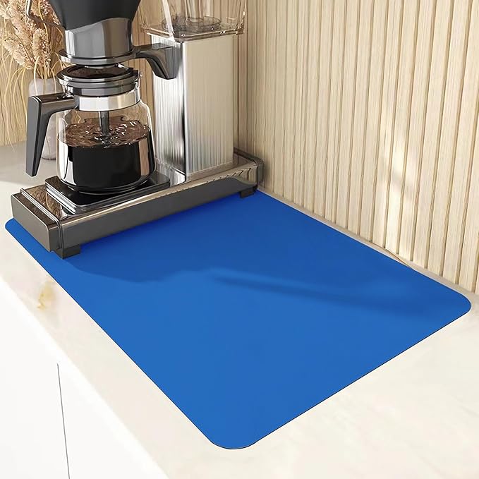 Silicone Placemats, Food-Grade Non-Slip Waterproof, Dining, Stain Resistant, Countertop Protector, Kitchen Counter Mat, Heat Resistant, Baking mat Dishwasher Safe (Blue, 1)
