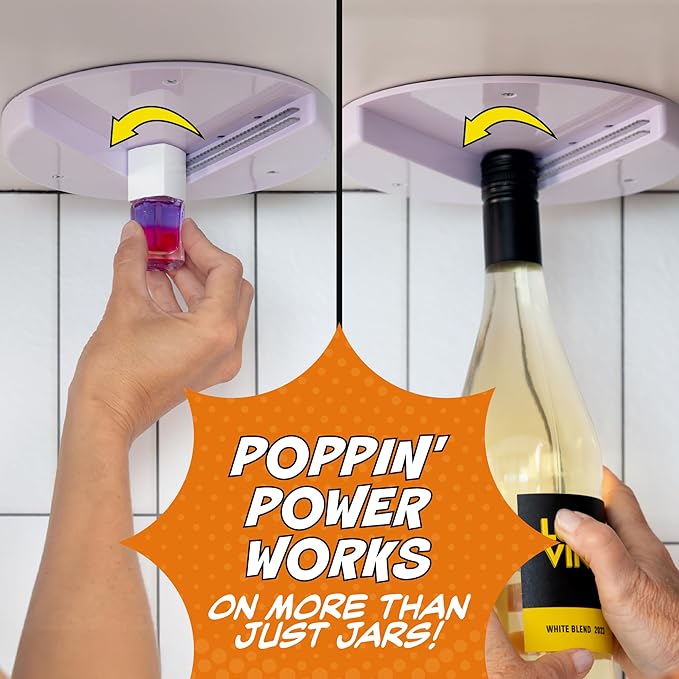 POPDATJAR Under Cabinet Jar Opener - Stainless Steel Lid Opener For Seniors With Arthritis & Weak Hands - Ideal for Any Size Lid - Easy, One-Handed Kitchen Gadgets & Elderly Must Haves