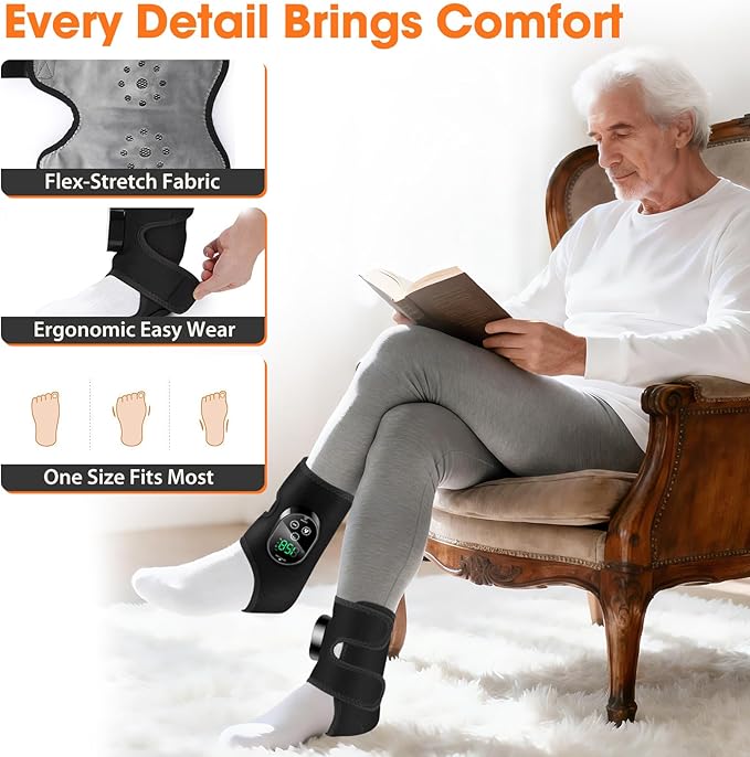 2 Pack Cordless Foot Massager for Neuropathy, Ankle Massager for Pain Relief, Foot Renew Massager for Neuropathy, Ankle Heating Pad with Massage, Foot Heating Pad, 6 Heats, 3 Massages, Black